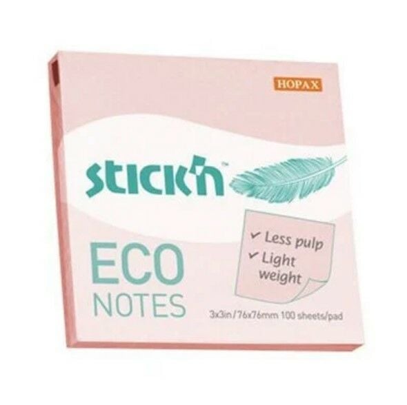 Gıpta Stickn Eco Notes 76x76 100 Yaprak Pastel Pembe Not Kağıdı