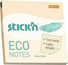 Gıpta Stickn Eco Notes 76x76 100 Yaprak Pastel Sarı Yapışkanlı Not Kağıdı