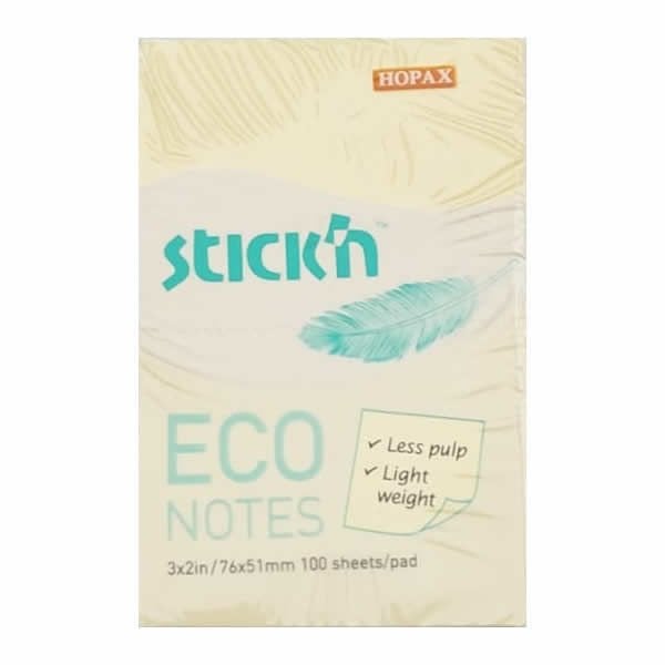 Gıpta Stickn 76x51 100 Yaprak Eco Notes Pastel Sarı Not Kağıdı