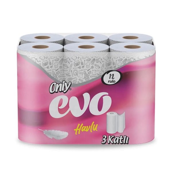Only Evo 12 li 4lü Paket 3 Katlı 80 Yaprak Havlu Kağıt