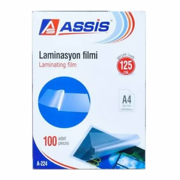 Assis A4 125 Mic 100 lü Şeffaf Laminasyon Filmi