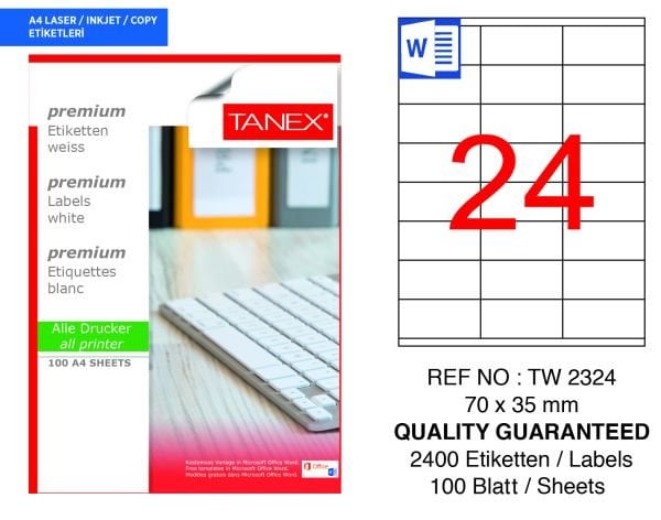 Tanex TW-2324 70x35mm 100 lü Lazer Etiketi