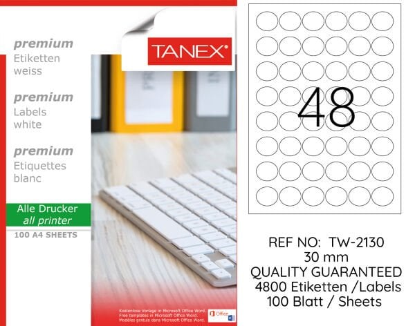 Tanex TW-2130 30 mm 100 lü Lazer Etiket