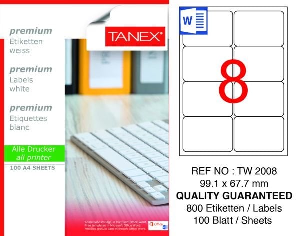 Tanex TW-2008 99,1X67,7mm 100 lü Lazer Etiket