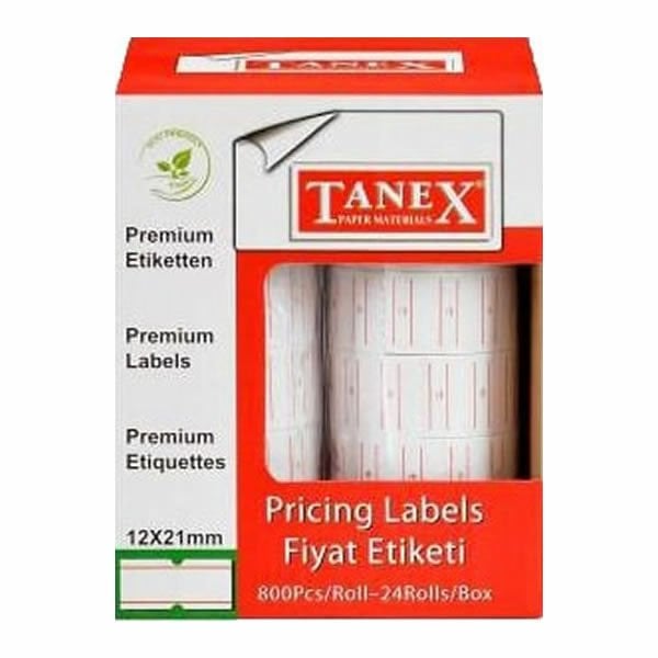 Tanex 12x21 6 lı Motex Flo Kırmızı Çizgili Etiket