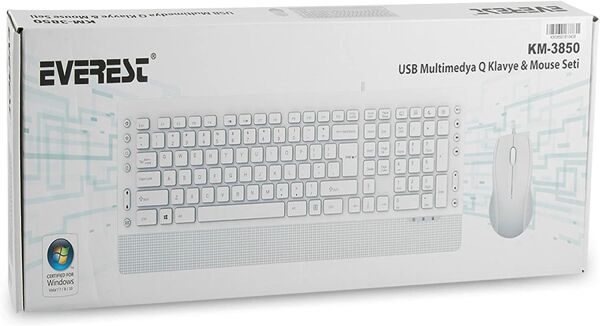 Everest Km-3850 Beyaz Q Multimedya Klavye Mouse Seti