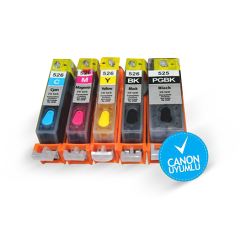 Canon PGI 525 CLI 526 BK C M Y (5 Renk) UYUMLU Kolay Dolan Kartuşlar (BOŞ) - (OTO RESET ÇİPSETLİ) - ip4850/ ip4950/ ix6550/ mg5150/ mg5320/ mg6220/ mg8170/ mx715/ mx895
