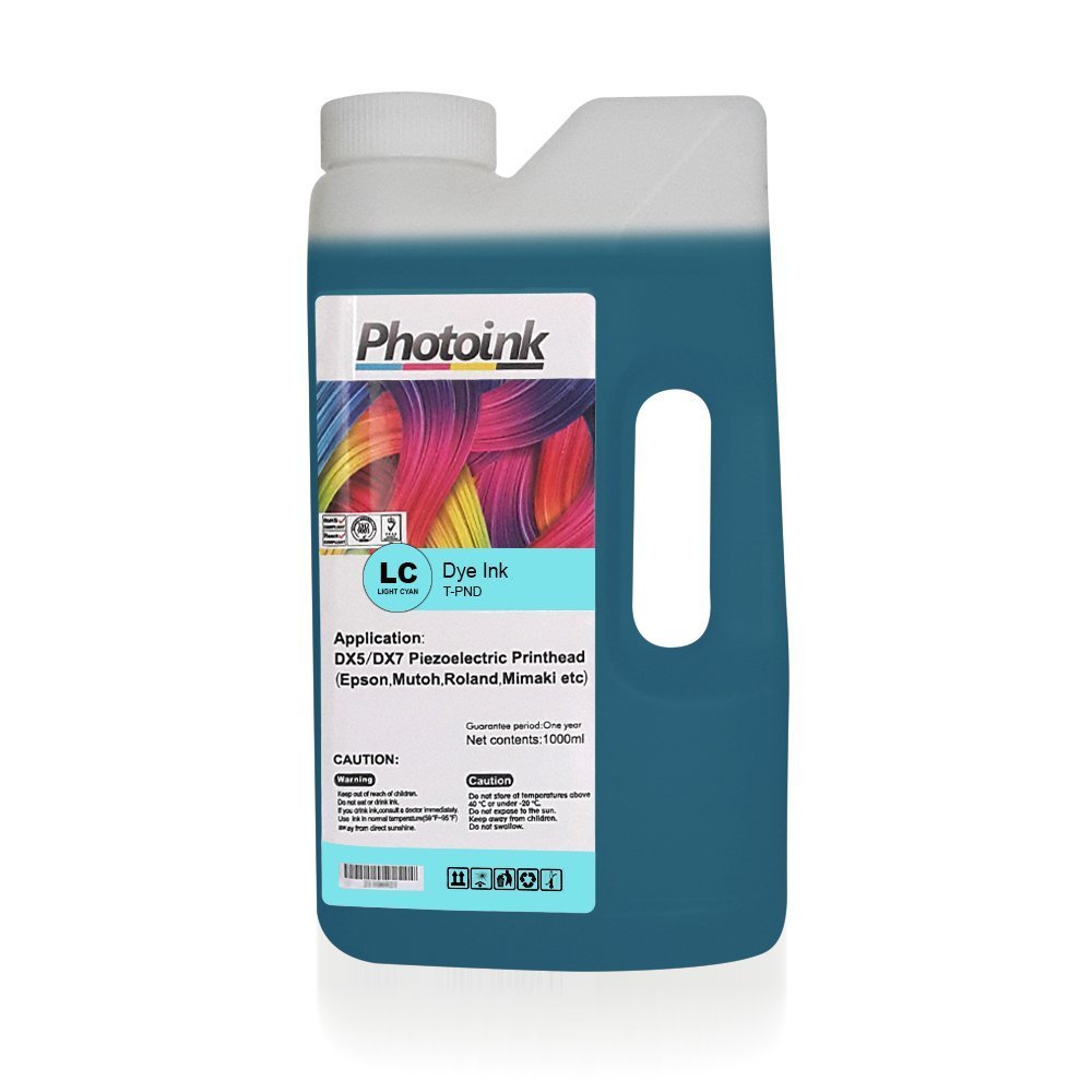 DX5/DX7/5113 Kafalar için 1000 ml LIHT MAVİ CYAN AÇIK MAVİ Dye Plotter Mürekkep (T-PND)