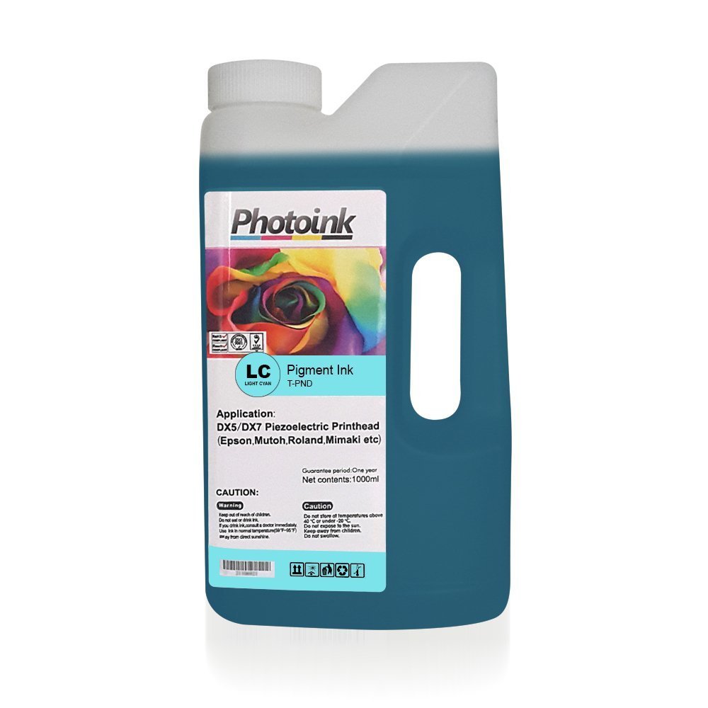 DX5/DX7/5113 Kafalar için 1000 ml AÇIK MAVİ LIGHT CYAN Pigment Plotter Mürekkep (T-PND)