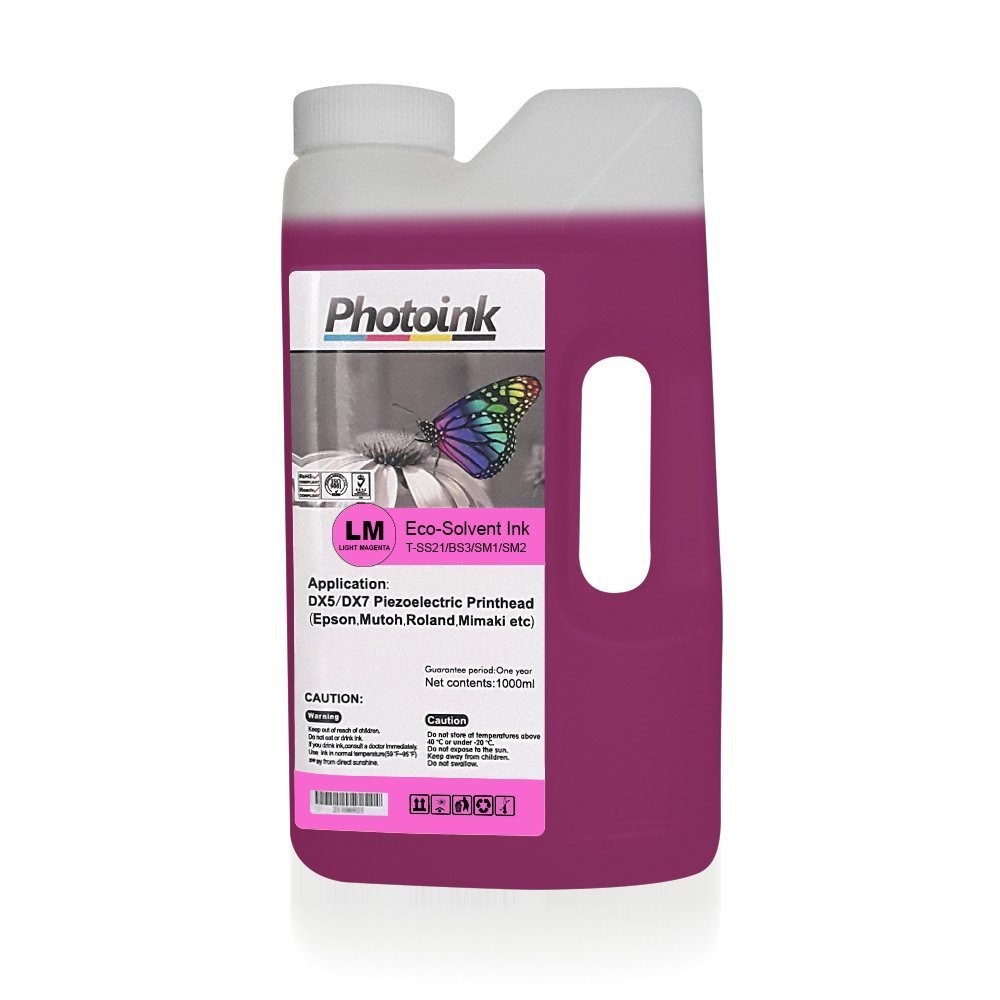 DX5 ve DX7/5113  Kafalar için 1000 ml AÇIK KIRMIZI LIGHT MAGENTA ECO SOLVENT Mürekkep