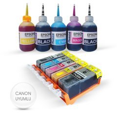 Canon PGI-520BK CLI-521 820  220 320 C M Y BK (5 Renk) UYUMLU Dolan Kartuş Seti - MP540/ MP630/ MP980/ MX860/ IP3600/ IP4600/ IP4700/ MP550/ MP560/ MP640/ MP990/ MX870
