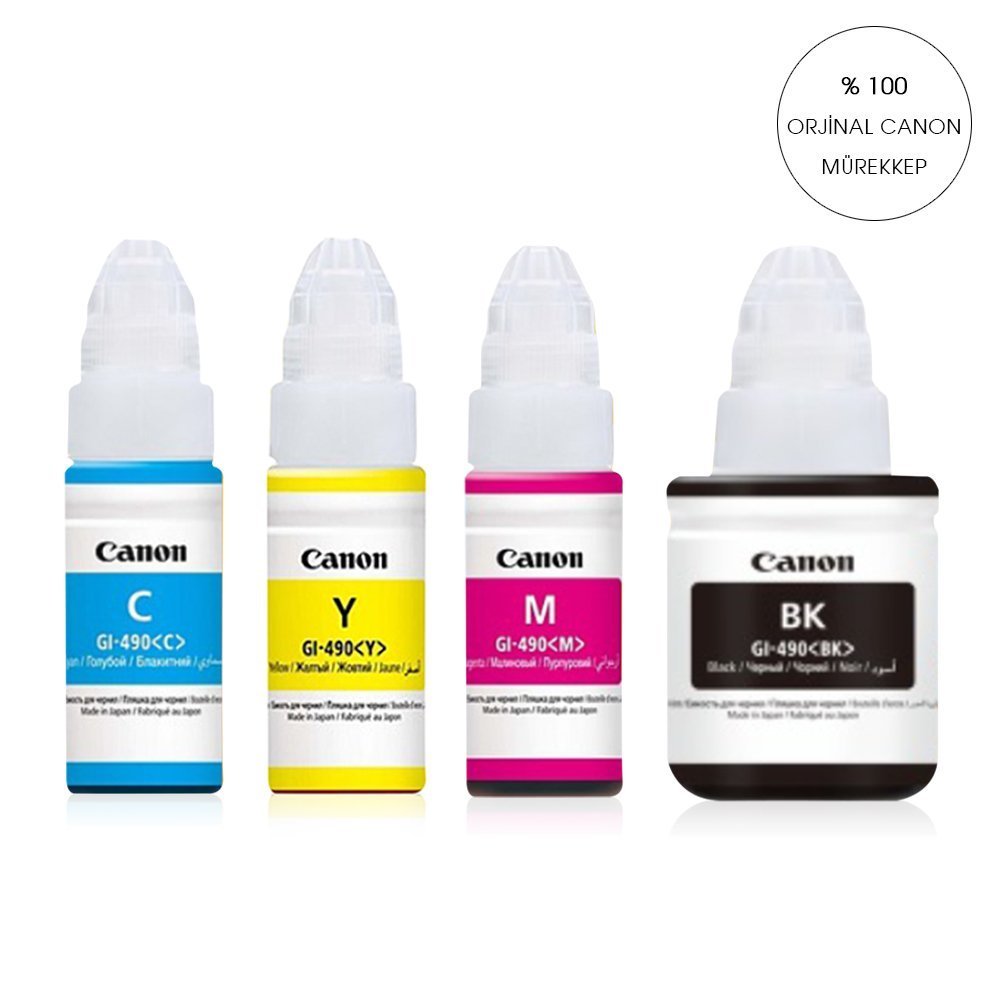 ORİJİNAL 4 Renk TAKIM Canon G1400/G1410/G2400/G2410/G2411/G3400/G3411/G4400 GI 490 Yazıcılar için uyumlu Orijinal Mürekkep
