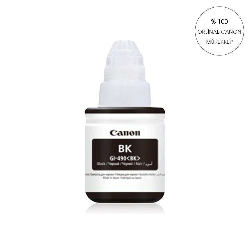 ORİJİNAL Canon G1400/G1410/G2400/G2410/G2411/G3400/G3411/G4400 GI 490 Yazıcılar için uyumlu 135 ml Siyah Orijinal Mürekkep GI-490