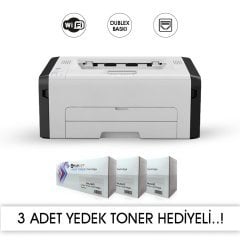 RICOH SP220NW  3 ADET MUADİL+1 ADET ORJINAL TONERLİ (12.000 SAYFALIK TONER) LASER YAZICI