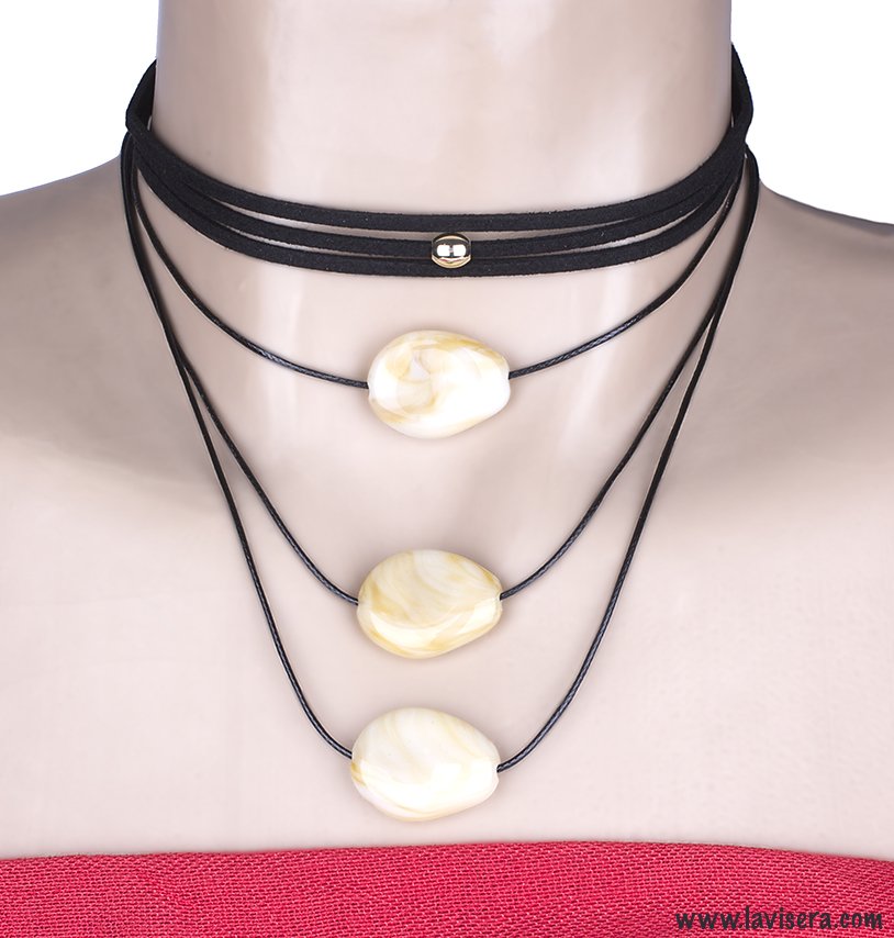 Üç Sıra Choker Taş Kolye