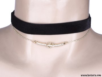 Taşlı Choker Kalp Kolye