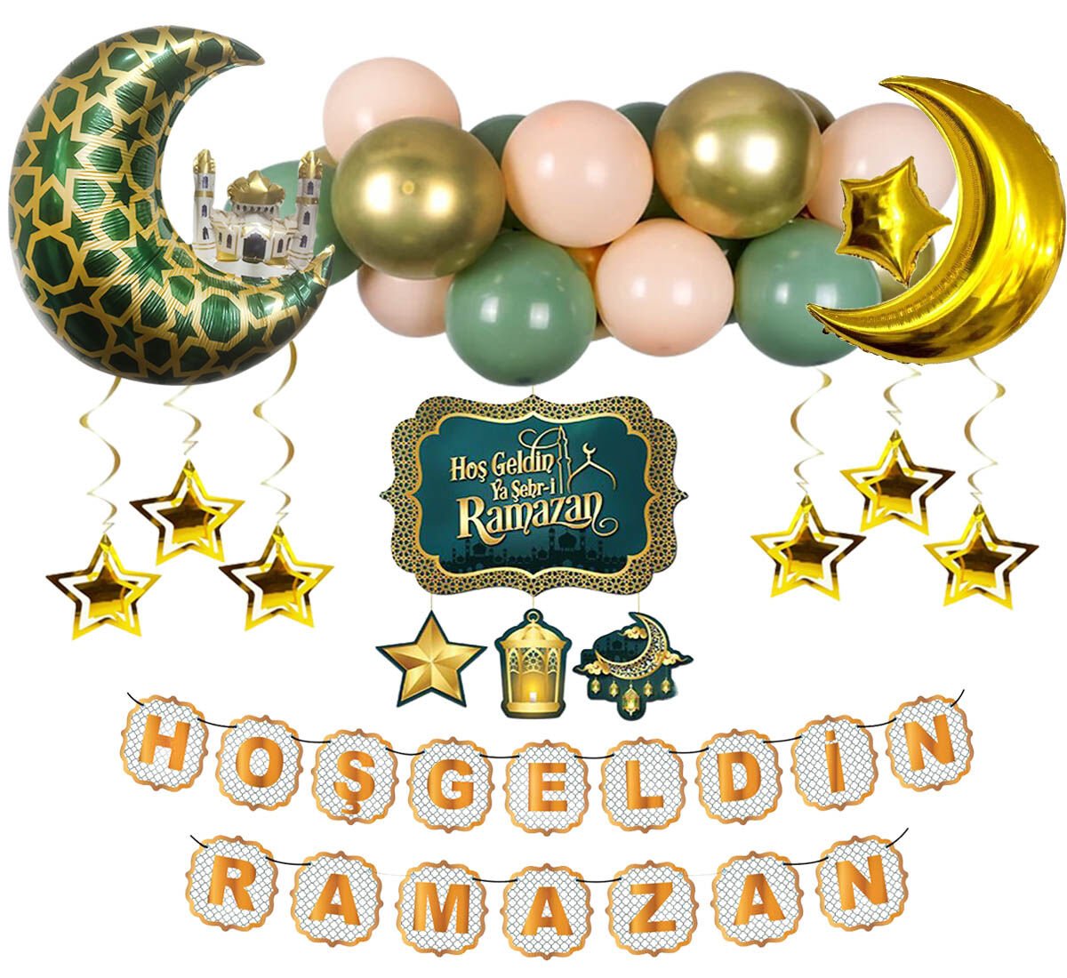 Hoşgeldin Ramazan Yazılı Balon Zincir Seti