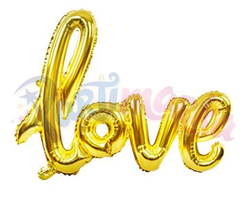 Love İmzalı Altın Renk Balon