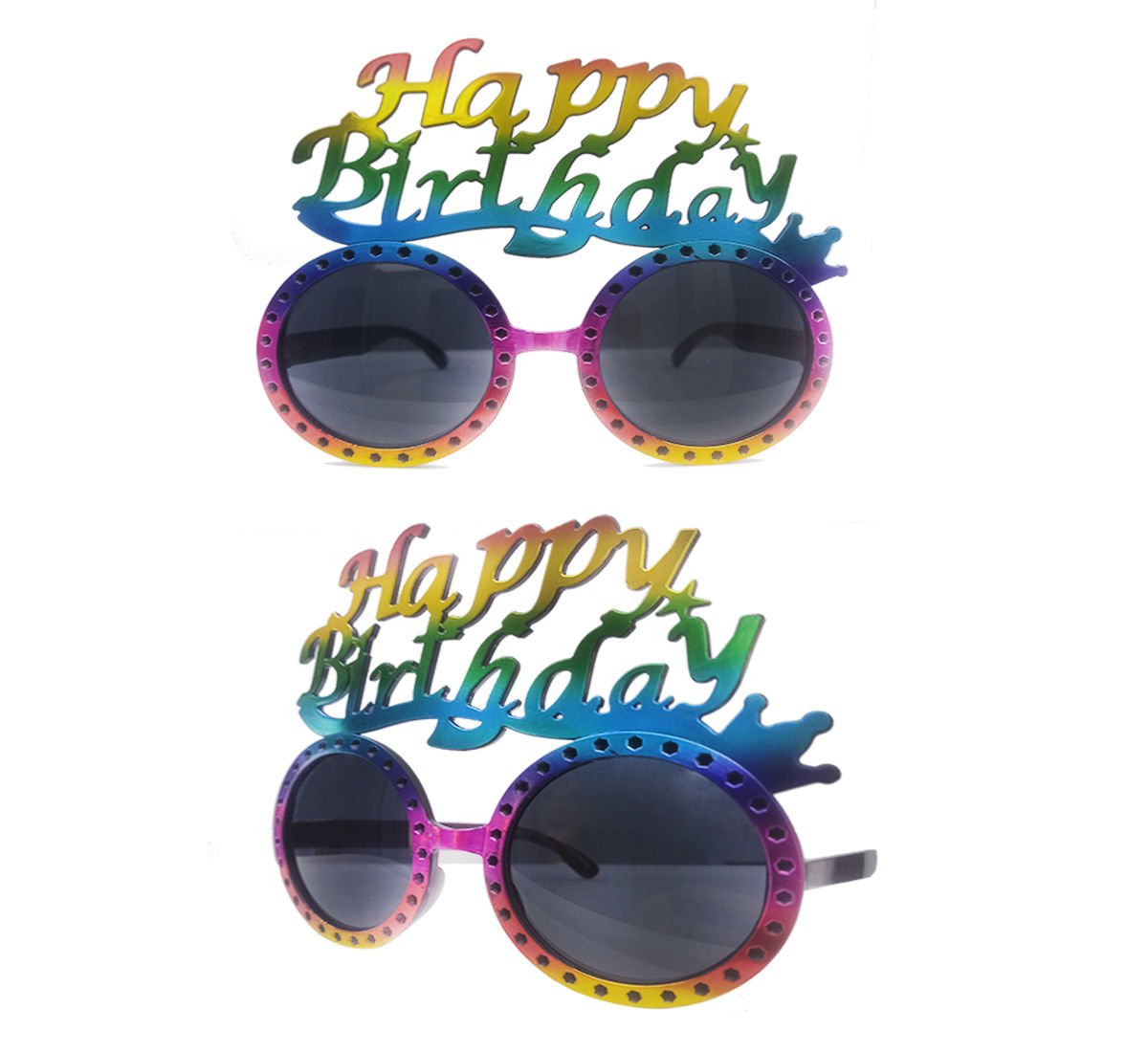 Renkli Metalik Happy Birthday Gözlük