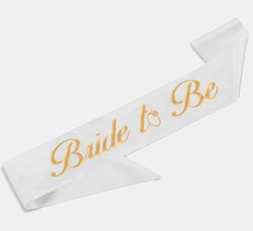 Beyaz Üstü Altın Yazılı Bride To Be Kuşak