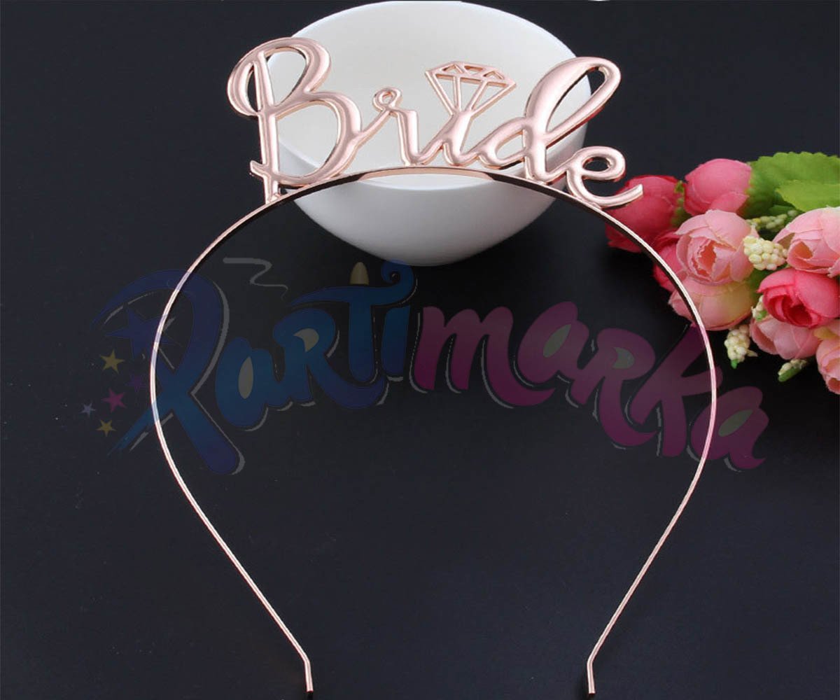 Bride Yazılı Rose Metal Taç