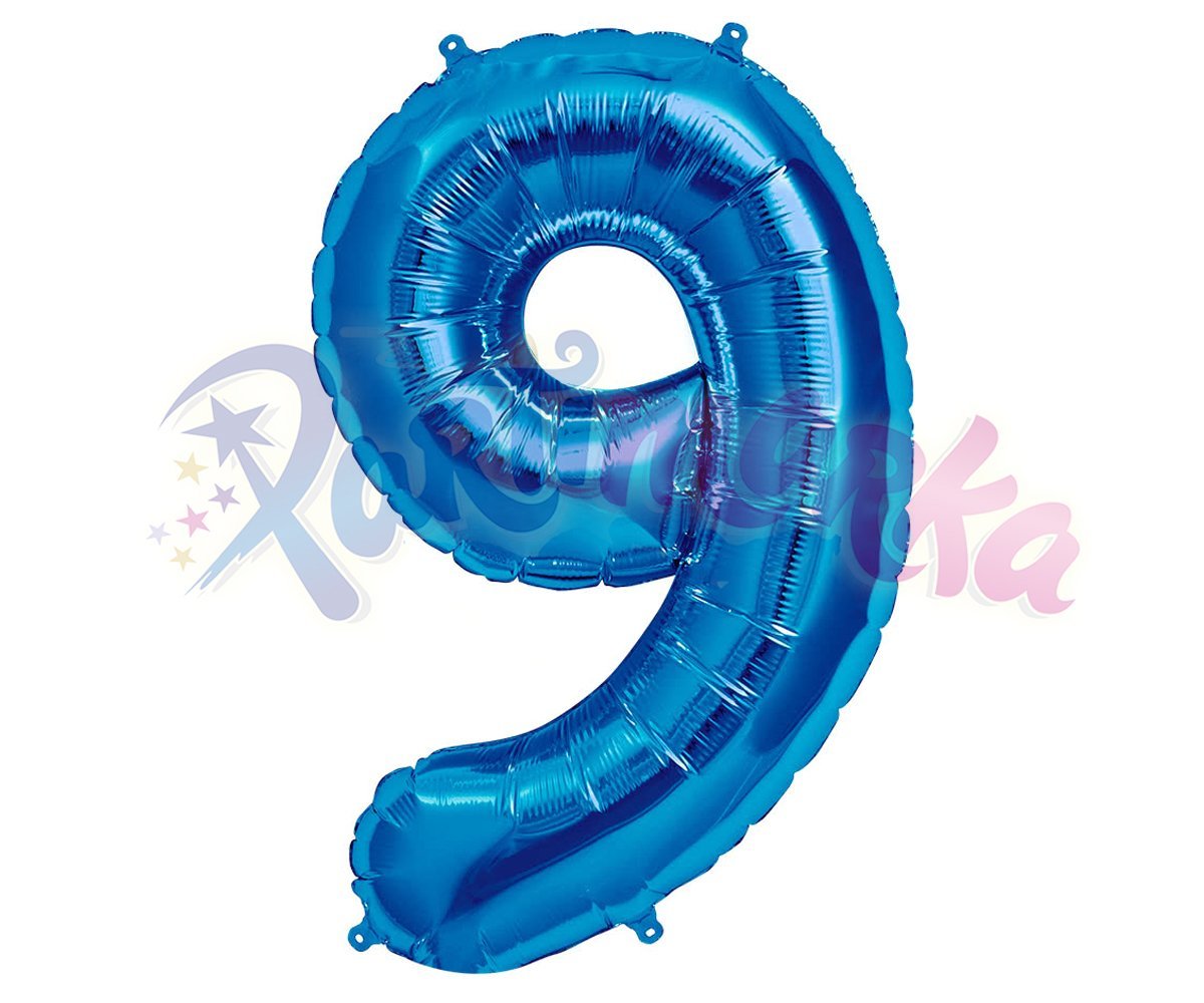 9 Rakamı Balon Mavi Renkte 75 cm
