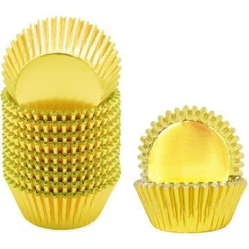 Gold Metalik Minik Cupcake Kabı Truff Muffin