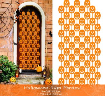 Cadılar Bayramı Balkabağı Kapı Perdesi