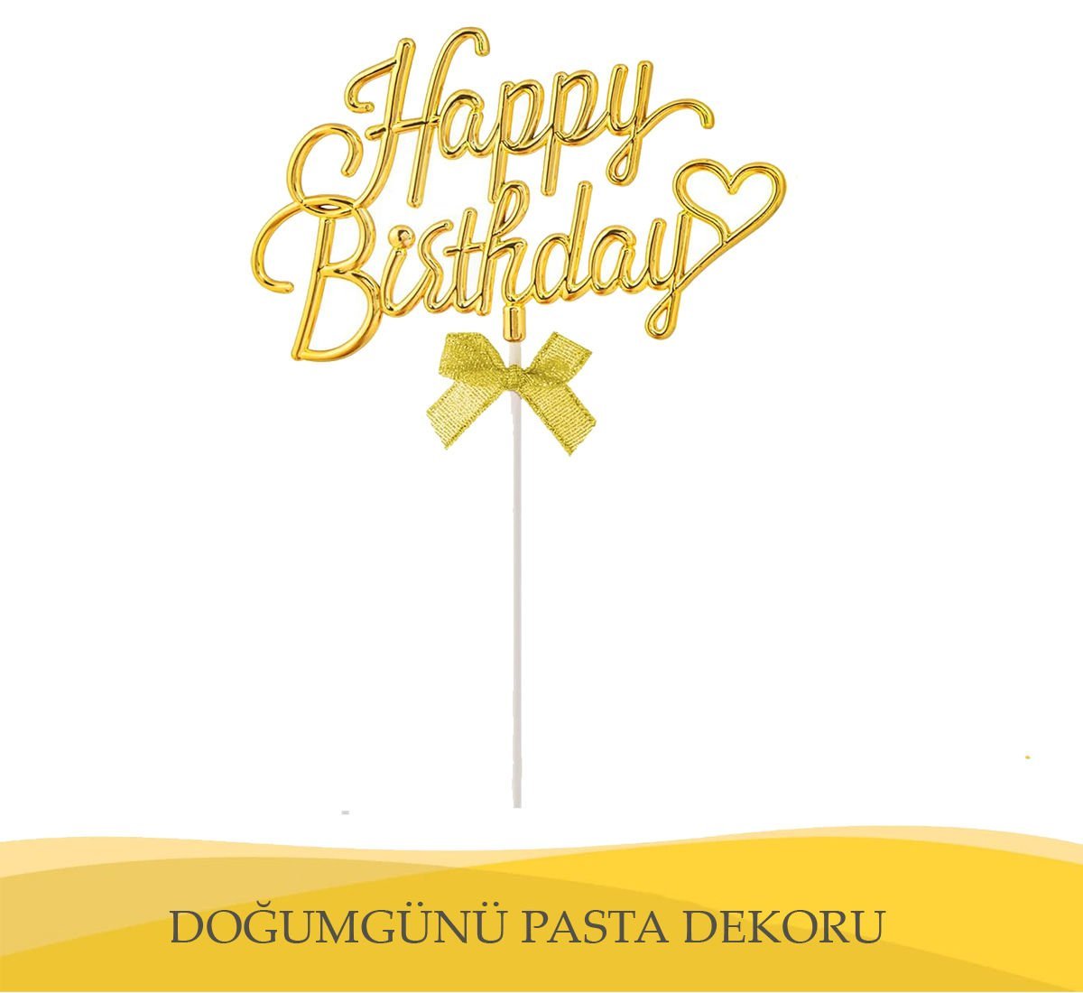 Gold Metalik Pasta Üzeri Happy Birthday Yazısı