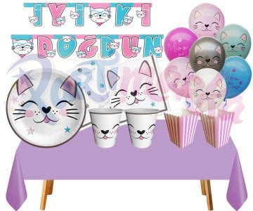 Kedi Temalı Parti Seti 16 Kişilik
