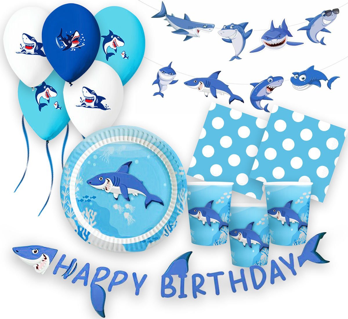 Köpek Balıklı Parti Seti 16 Kişilik