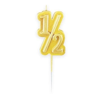 Yarım Yaş Partisi 1/2 Gold Renk Pasta Mumu