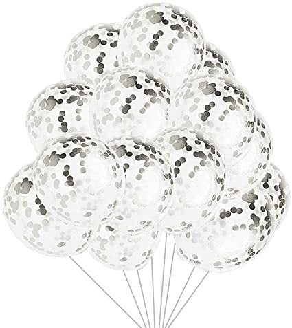 Gümüş Renk Parlak Konfetili Şeffaf Balonlar