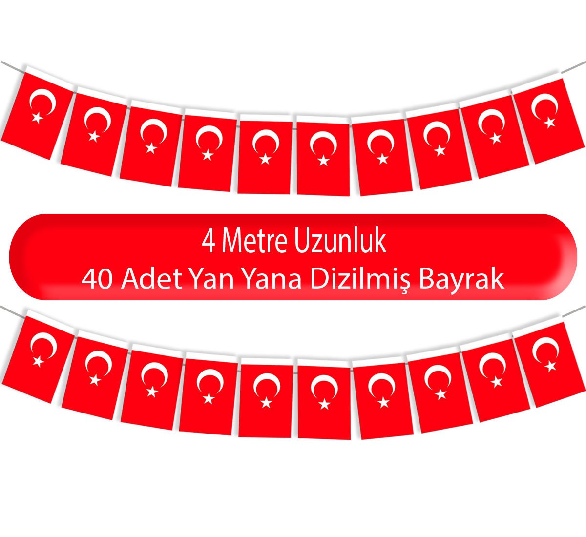 Türk Bayrağı Kağıt Süslemesi Orta Boy