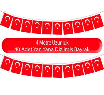 Türk Bayrağı Kağıt Süslemesi Orta Boy