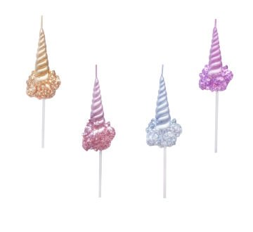 Unicorn Temalı Boynuz Pasta Mumları Simli
