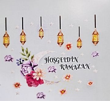 Hoşgeldin Ramazan  Yazılı Çiçekli Sticker