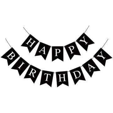 Gümüş Metalik Happy Birthday Yazısı