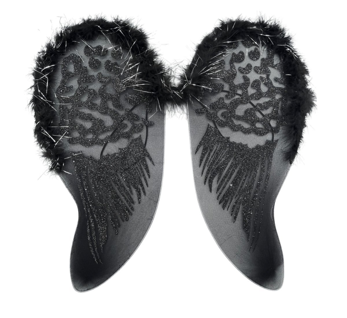 Siyah Renk Melek Kanat Otriş ve Sim Süslemeli