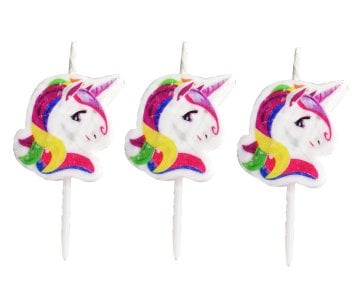 Unicorn Partisi Pasta Mumları 5 Adet