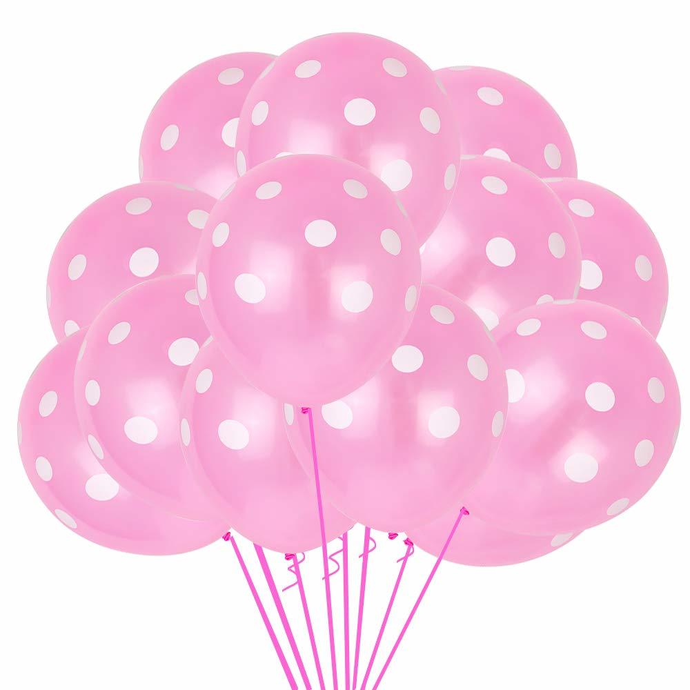 Pembe Üstü Beyaz Puanlı Balon