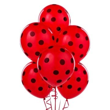 Kırmızı Üstü Siyah Puanlı Balon
