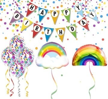 Gökkuşağı Temalı Doğum Günü Balon Seti