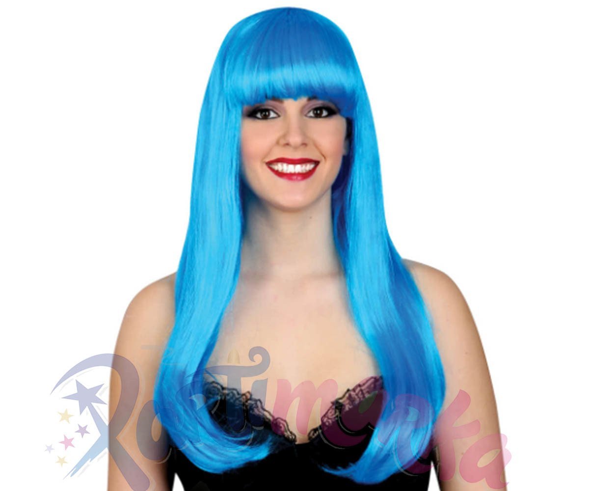 Uzun Takma Peruk Saç Mavi