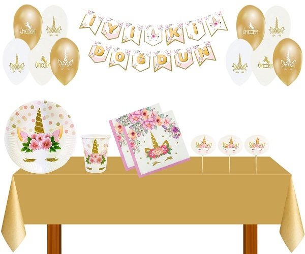 Unicorn Konsepti Parti Seti 16 Kişilik
