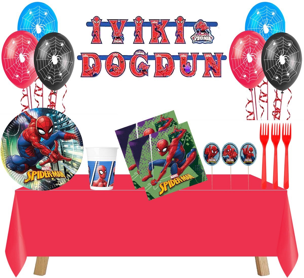 Spiderman Doğum Günü 8 Kişilik Parti Seti