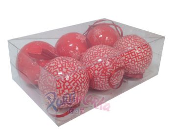 Noel Kar Tanesi Desenli Parlak Top Süs 6 lı