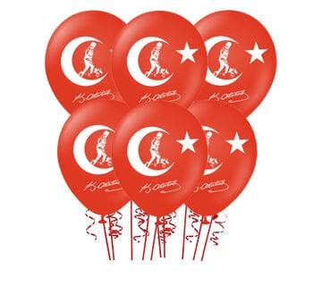 Ay Yıldız ve Atatürk Baskılı Balonlar