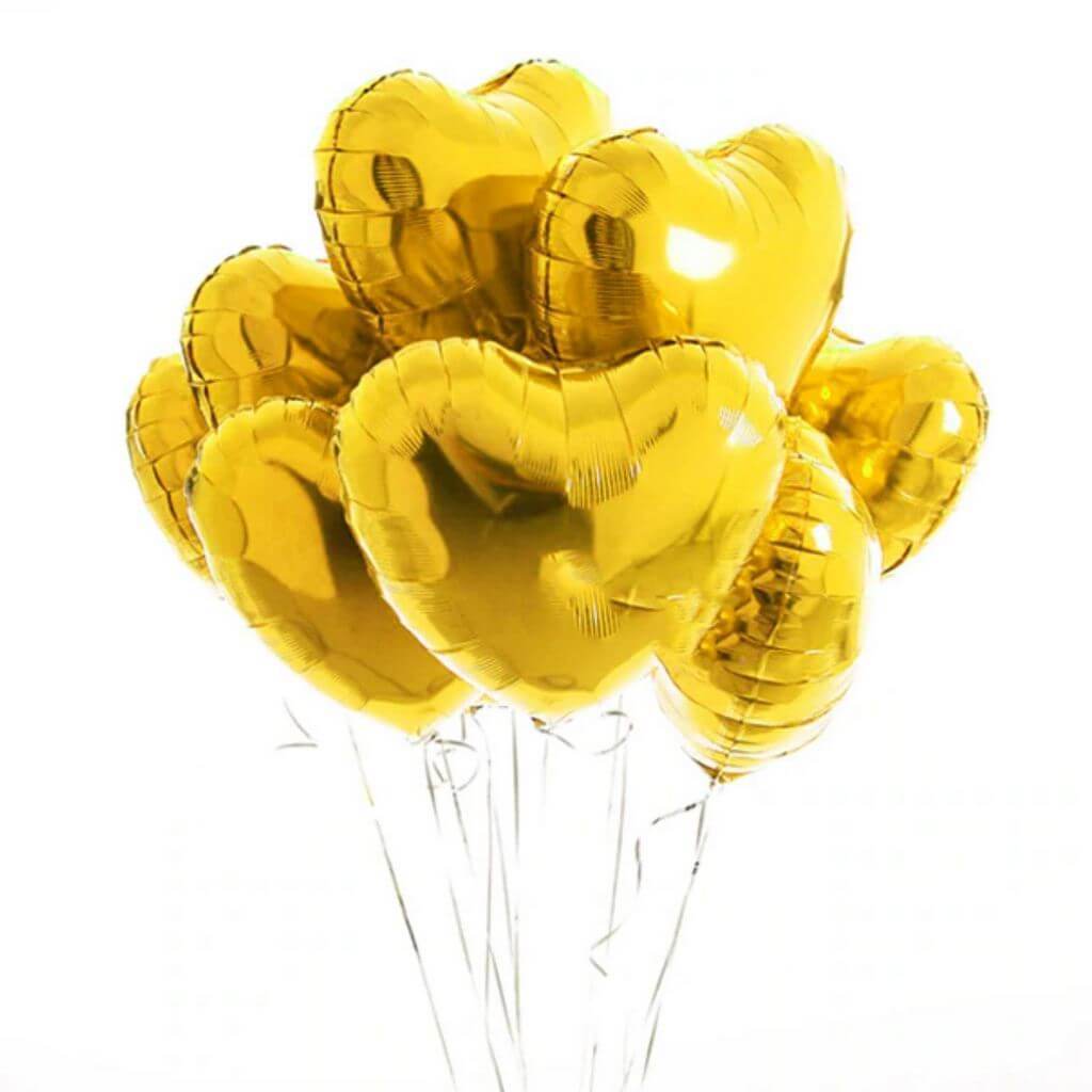 Altın Renk Kalp Folyo Balon