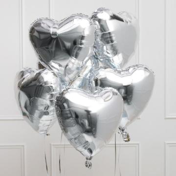 Gümüş Renk Kalp Folyo Balon